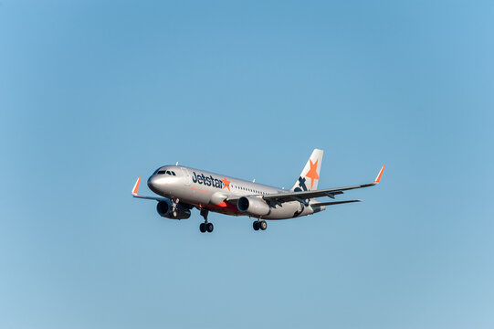 Jetstar Airplane Landing in International Narita Airport, Japan.