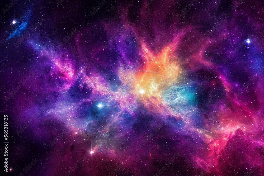 Canvas Prints hd wallpaper of colorful space stars galaxy nebula rendering generative ai content by midjourney