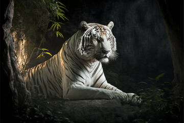 White tiger portrait, generative AI