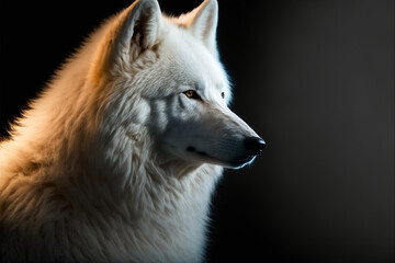 Portrait of a white wolf, generative AI