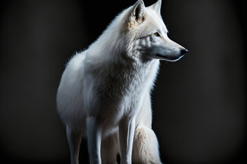 Obraz premium Wolf in the night, generative AI