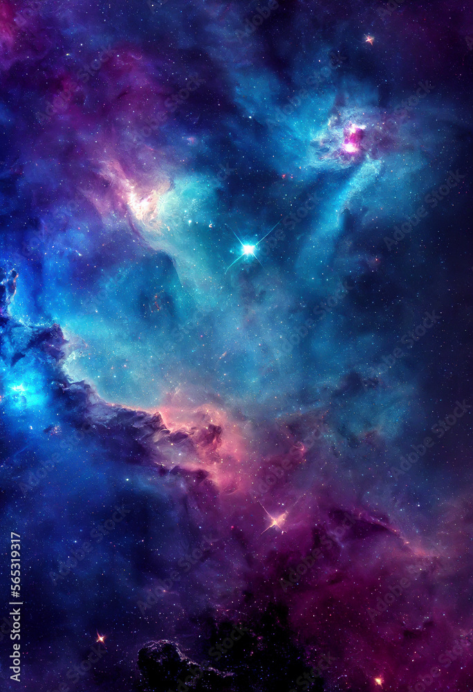 Wall mural hd wallpaper of space stars galaxy nebula rendering generative ai content by midjourney