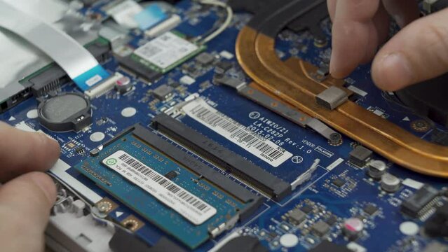 ram memory sticks replacement damaged laptop repair disassembly process