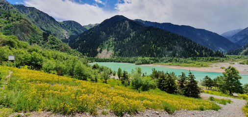 Panoramic view of Issyk in Kazakhstan