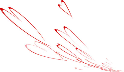 Flying sketchy vector hearts. Creation of the mood Impetuous and dynamic, improvised and romantic.