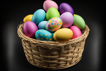 Fototapeta na wymiar GENERATIVE AI easter eggs in a basket
