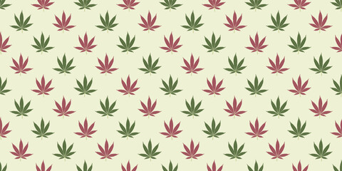 Seamless marijuana background with geometric leaves pattern. Vector illustration