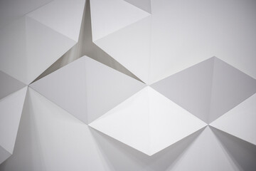 White abstract geometric background with triangles, decorative wall