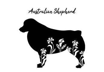 Australian Shepherd with floral design