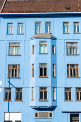Building with blue facade in Vienna, Austria