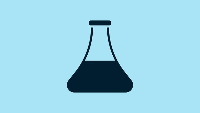 Blue Oil petrol test tube icon isolated on blue background. 4K Video motion graphic animation