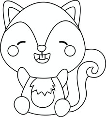 a vector of a cute squirrel in black and white coloring