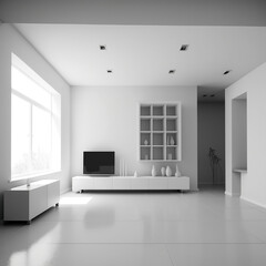 Fototapeta na wymiar White Minimal Aesthetic Living Room