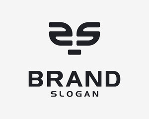 Obraz premium Letter SS or 2S Initials Mirror Reflection Symmetry Geometric Line Art Monogram Vector Logo Design