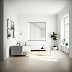 Obraz na płótnie Canvas White Minimal Aesthetic Living Room