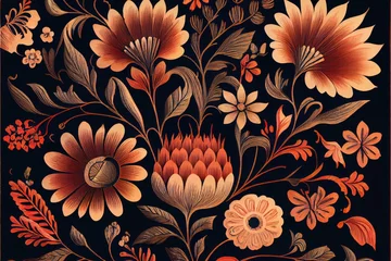 Möbelaufkleber Retro seamless pattern with flowers background - generative ai © Infinite Shoreline
