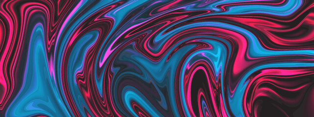 Abstract beautiful red and blue texture background. Abstract colorful liquid oil marble picture with glowing effect. Modern banner, fluid trendy background.
