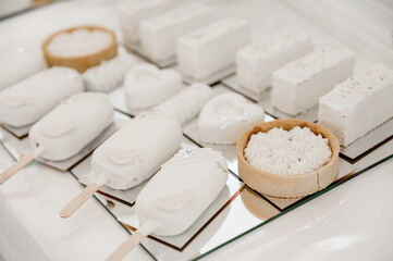 Luxury candy bar close-up of cakes