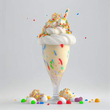 Fruity pebbles shake isolated with white background | Ice-cream shake with fruity pebbles | Generative AI | Hyper realistic | Photorealism | Digital art