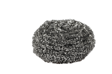 Metal sponge for washing dishes isolated on transparent background png file	