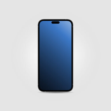 Isolated Smartphone 14 Mockup with Gradient Screen. Editable Template. Front View on White Background. Vector illustration