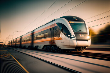 Fast train motion blur, photoshoot, AI generated
