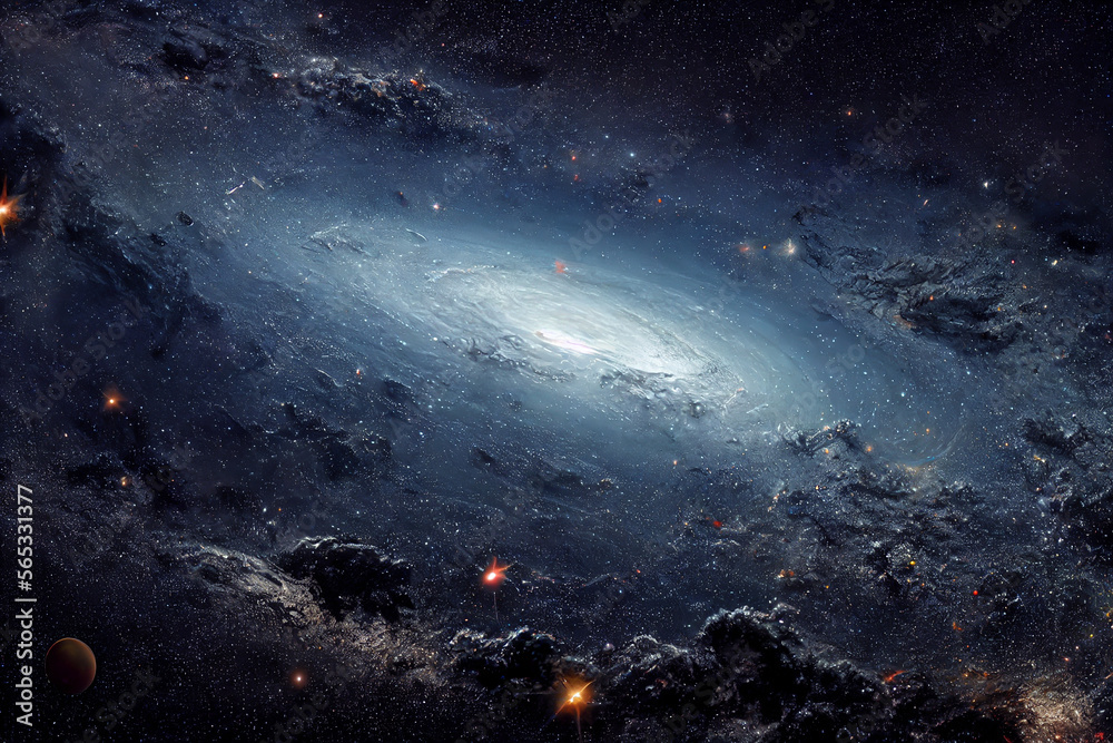 Wall mural starry universe galaxy renderings concept map generative ai content by midjourney