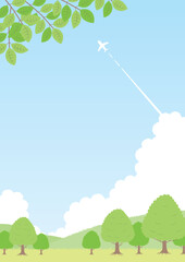 新緑の風景のイラスト_縦_3
