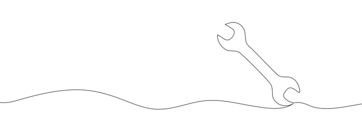 Continuous one line drawing of a wrench on a white background. Vector illustration. Vector illustration