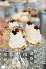 Luxury candy bar close-up of cakes