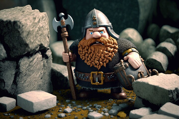 Dwarf fortress illustration, 3d voxel graphic render. Ai Generated. 