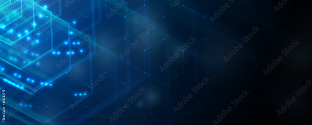 Aufkleber Quantum processing. Deep learning artificial intelligence. Future new technology  for business or science presentation