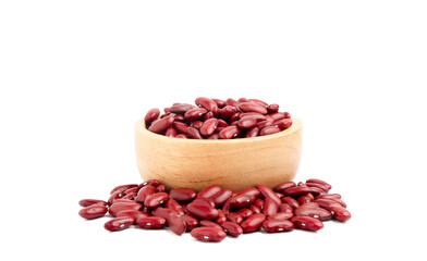 red beans in wooden cup isolated on white background
