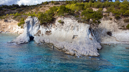 White rocks bay, Karaburun - İzmir - Turkey. Natural cave in the sea. Turkish name; Beyaz Kayalar...