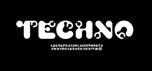 Techno font, round futuristic science alphabet, vector illustration 10EPS
