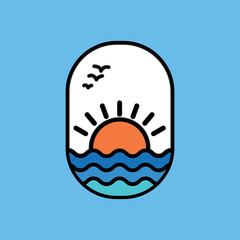 Vector illustration surfing theme badge design. For t-shirt prints, posters, stickers and other uses.