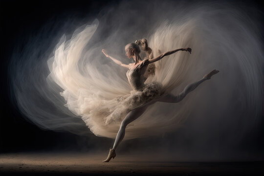 Woman Ballet Dancer With Motion Blur Due To Long Exposure