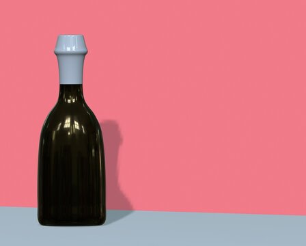 3d rendering. Realistic wine or whiskey bottle mockup.