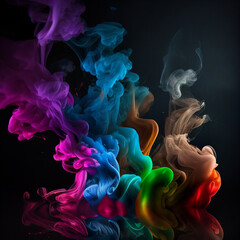 abstract colorful smoke smoke of colors in a dark room