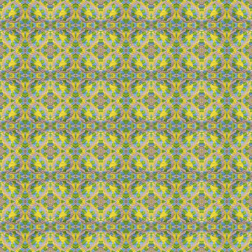 Ethnic pattern. Boho seamless print. Watercolour green paper. Native ornament, repeatable ethnic pattern. Traditional folk motif. Organic texture. Woven carpet, hippie style. Rustic tribal art