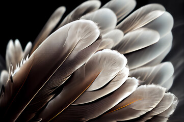Goose Feathers Background, Brown Plume , Wings Texture, Generative Ai Illustration