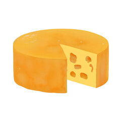 cheese wheel digital drawing with watercolor style illustration