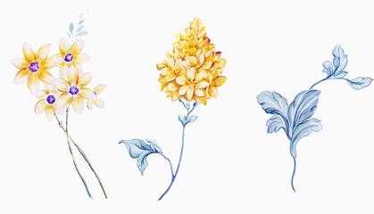 Flowers watercolor illustration. Manual composition.Design for cover, fabric, textile, wrapping paper .
