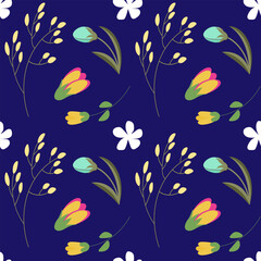 Seamless flowers pattern. Spring flowers background
