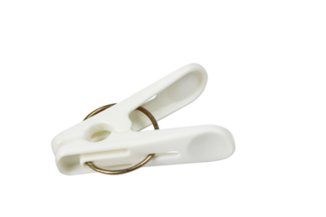 White plastic clothespin isolated on transparent background png file	