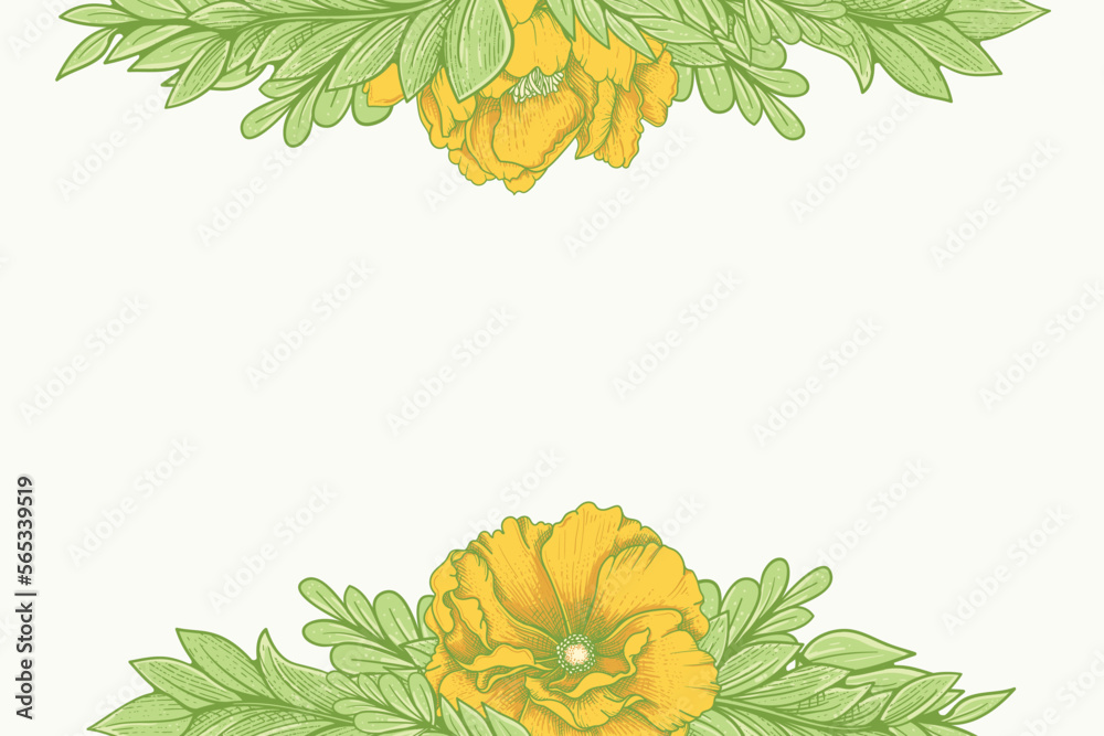 Wall mural florals ornament frame design template
