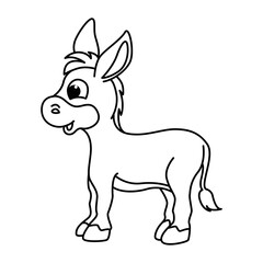 Funny donkey cartoon coloring page