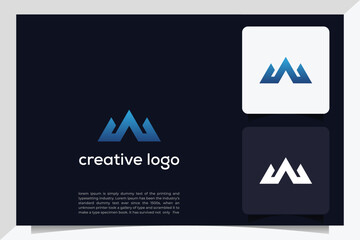 creative w initial mountain logo design vector symbol graphic idea creative