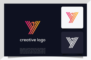 eagle Y font logo flat vector template - obrazy, fototapety, plakaty