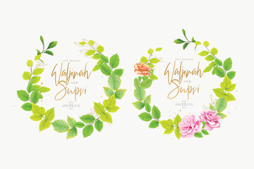 elegant floral and leaves wreath card design